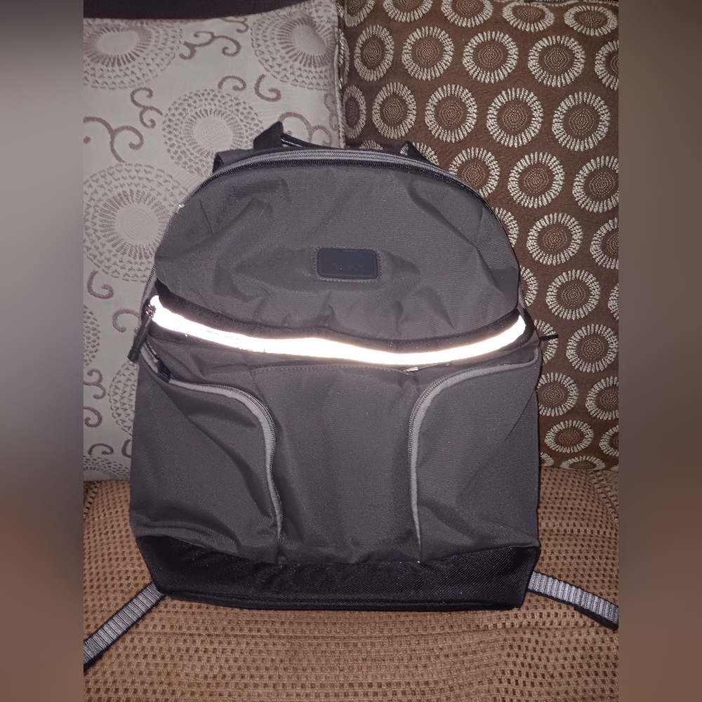 Tumi Black Backpack with Reflective Silver Trim